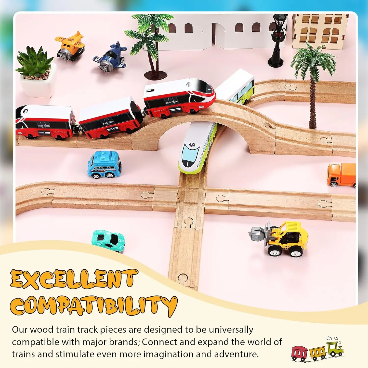 Wooden Train Track Set Toys Compatible With Biro All Brands Wooden Railway Children Toy DIY Rail Road Accessories For Kids Gifts