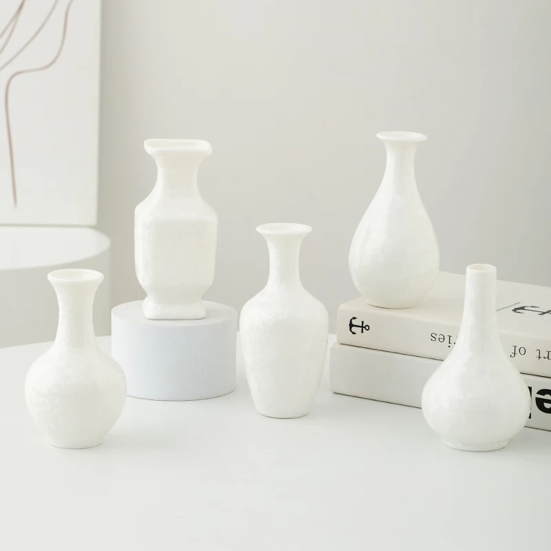 

Ceramic vase with white crystalline glaze, featuring luxurious and high-end style, suitable