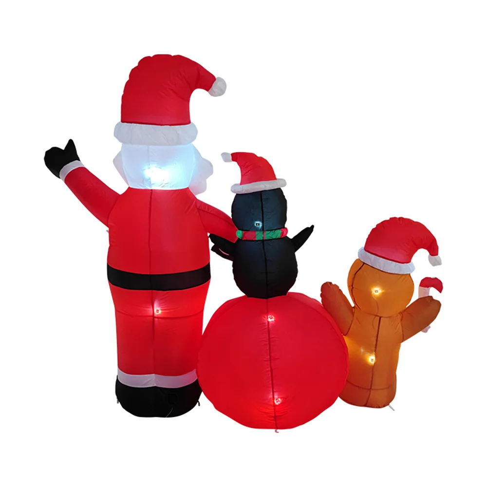 عيد الميلاد 2.2 متر طويل نفخ سانتا كلوز البطريق ، رجل الزنجبيل المدمج في أضواء LED للمربعات ساحات المروج تزيين #5