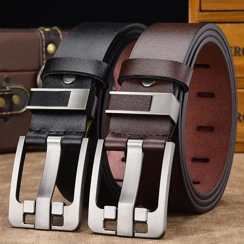 Genuine Leather For Men's High Quality Buckle Jeans Cowskin Casual Belts Business Cowboy Waistband Male Fashion Designer 2024New