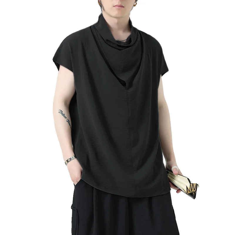 

Summer New Men's Clothing Chinese Style Heap Collar Sleeveless Vest Men's Sleeveless T-shirt