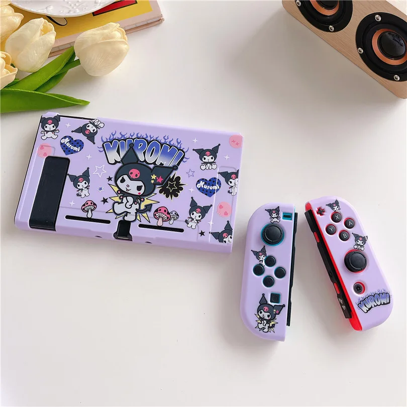 MINISO Sanrio Kuromi Charging Dock Station Cover Protective Shell for Nintendo Switch Oled NS Console Crystal Protector Skin