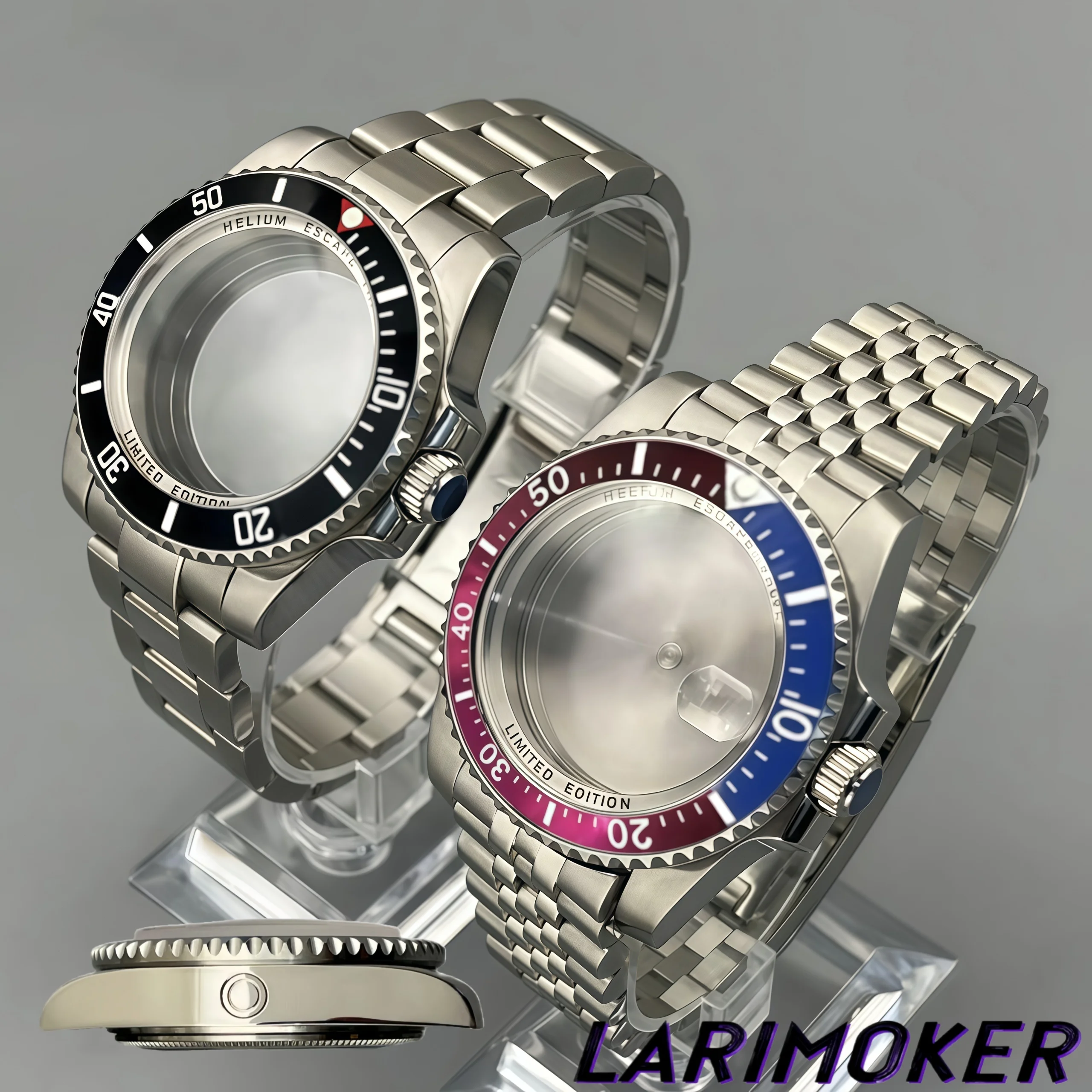 

Корпус часов LARIMOKER 40 мм в морском стиле с гелиевым уплотнением, сапфировым стеклом и текстовым кольцом для индексов, совместимый с механизмами NH34, NH35, NH36, ETA2824, PT5000, DG2813