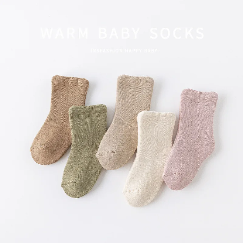 Baby Socks Infant Stuff Cute Boys Girl Cotton Autumn Winter Wool Middle Children Barrel Thickened Warm Socks Length Kid Clothes