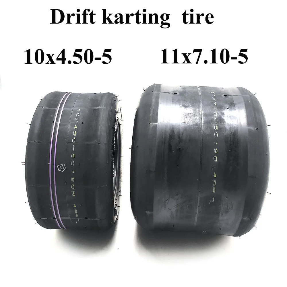 

Drift Kart Vacuum Tire 10x4.50-5 11x7.10-5 Front and Rear Wheels Smooth Tubeless Racing Kart Drift Tyre