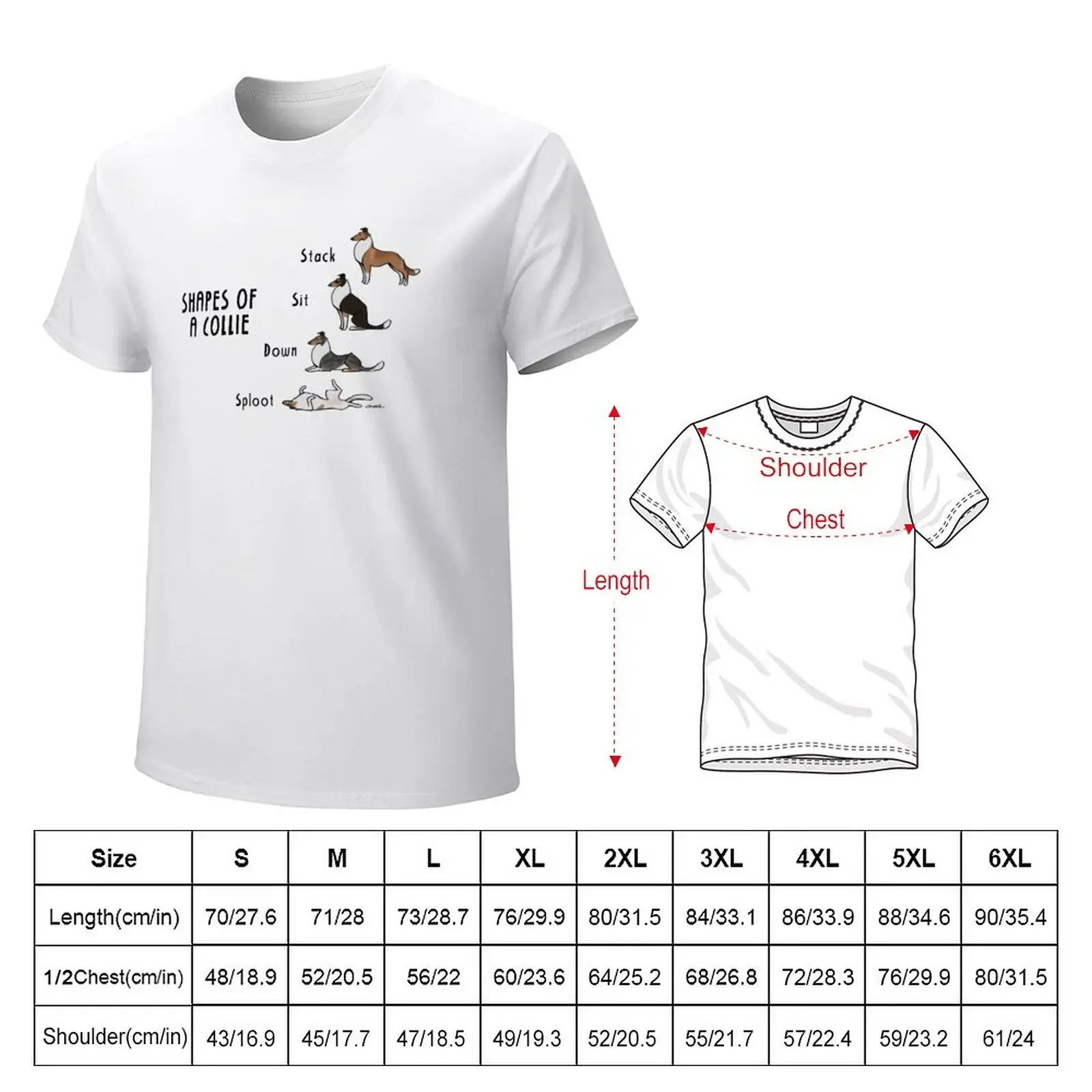 Shapes of a Collie T-Shirt summer tops anime cute clothes Men's t-shirts