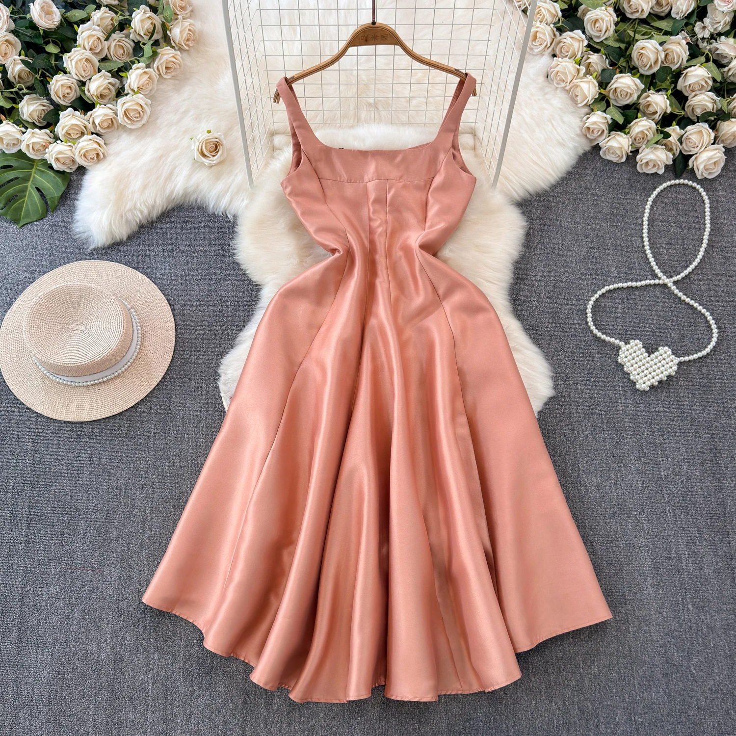 open lace back dress Lavender Tulle A-line Beaded Long Prom Dresses With Slit, Party Dress, MP803 main image 1