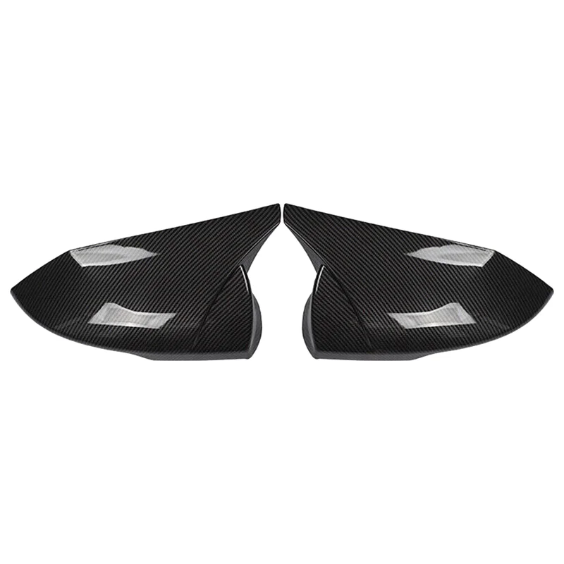 Carbon Fiber Look Horn Side Door Rearview Mirror Cover Trim Shells Cap for Hyundai Elantra 2021 2022