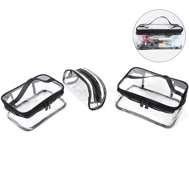 Clear Transparent PVC Zipper Cosmetic Bag Portable Travel Toiletry Wash Makeup Organizer Storage Pouch