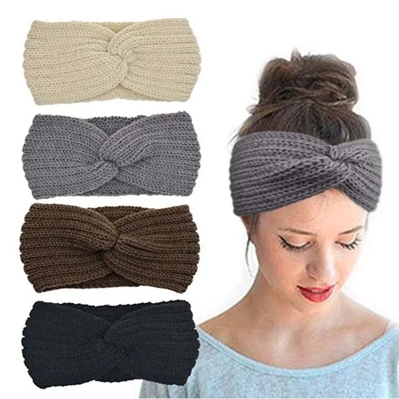 Knitted Cross Hairline Multicolor Fashion Warm Winter Weave Elastic Headband Women Girls Cute Braid Head Band Fashion Tool