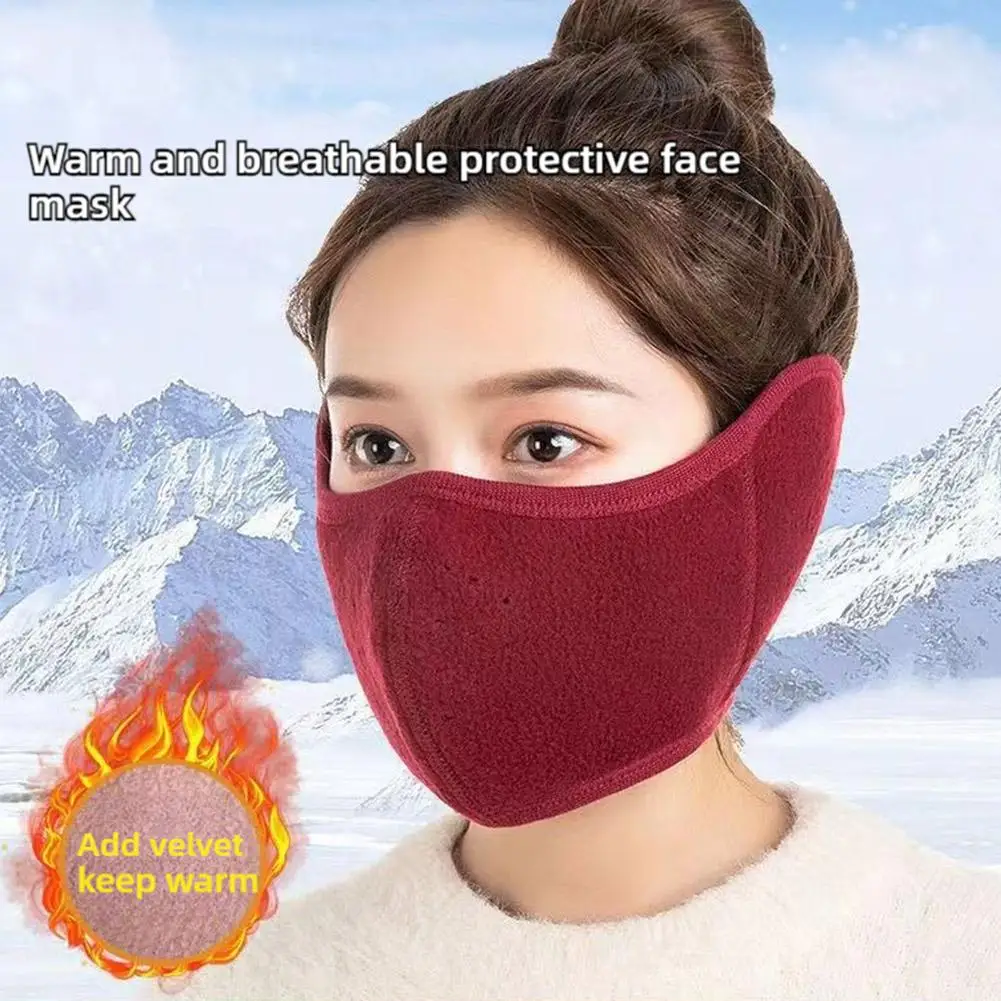 Winter Unisex Breathable Holes Mask Cold-Proof Thermal Mask Earmuffs Two-In-One Wrap Band Ear Warmer Outdoor Riding Ear Muff