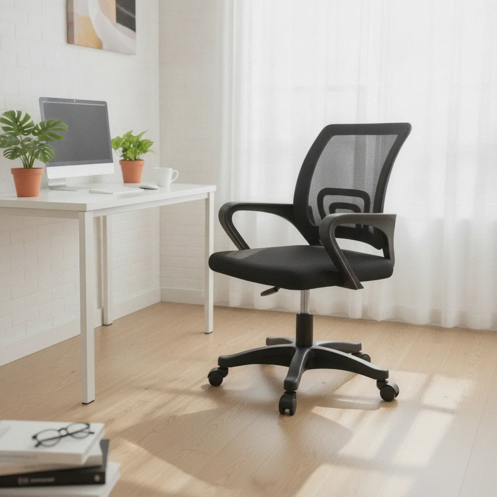 Cadeira Ergonômica com Suporte para Coluna, Ajustável em Altura, Móvel de Escritório com Rotação 360 Graus, Ideal para Dormitório e Sala de Estudo