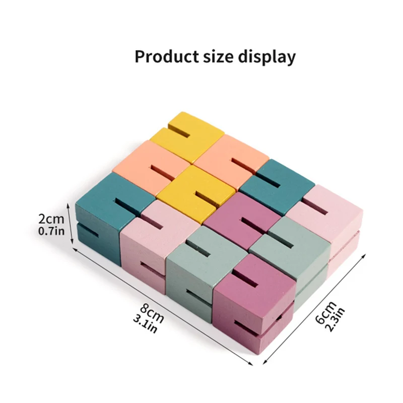 Tridimensional de madeira diy variedade régua mágica dobrado quebra-cabeça brinquedo criativo antiestresse cubo brinquedos educativos para crianças