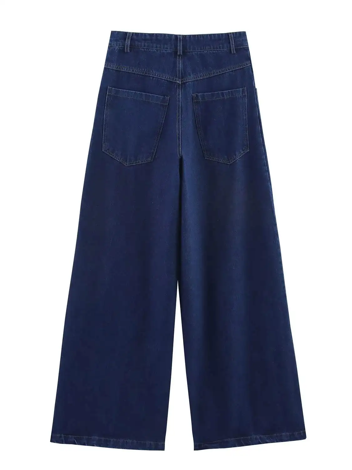 ​ ​ Vintage denim jeans met wijde pijpen voor dames, stretch, comfortpasvorm, hoge taille, broek met rechte pijpen, casual woon-werkverkeer, effen kleur broek