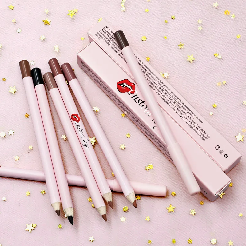 Matita per labbra all'ingrosso Etichetta privata Vegan Impermeabile a lunga durata Cruelty Free Matita per labbra per sopracciglia scure Logo personalizzato Lipliner opaco