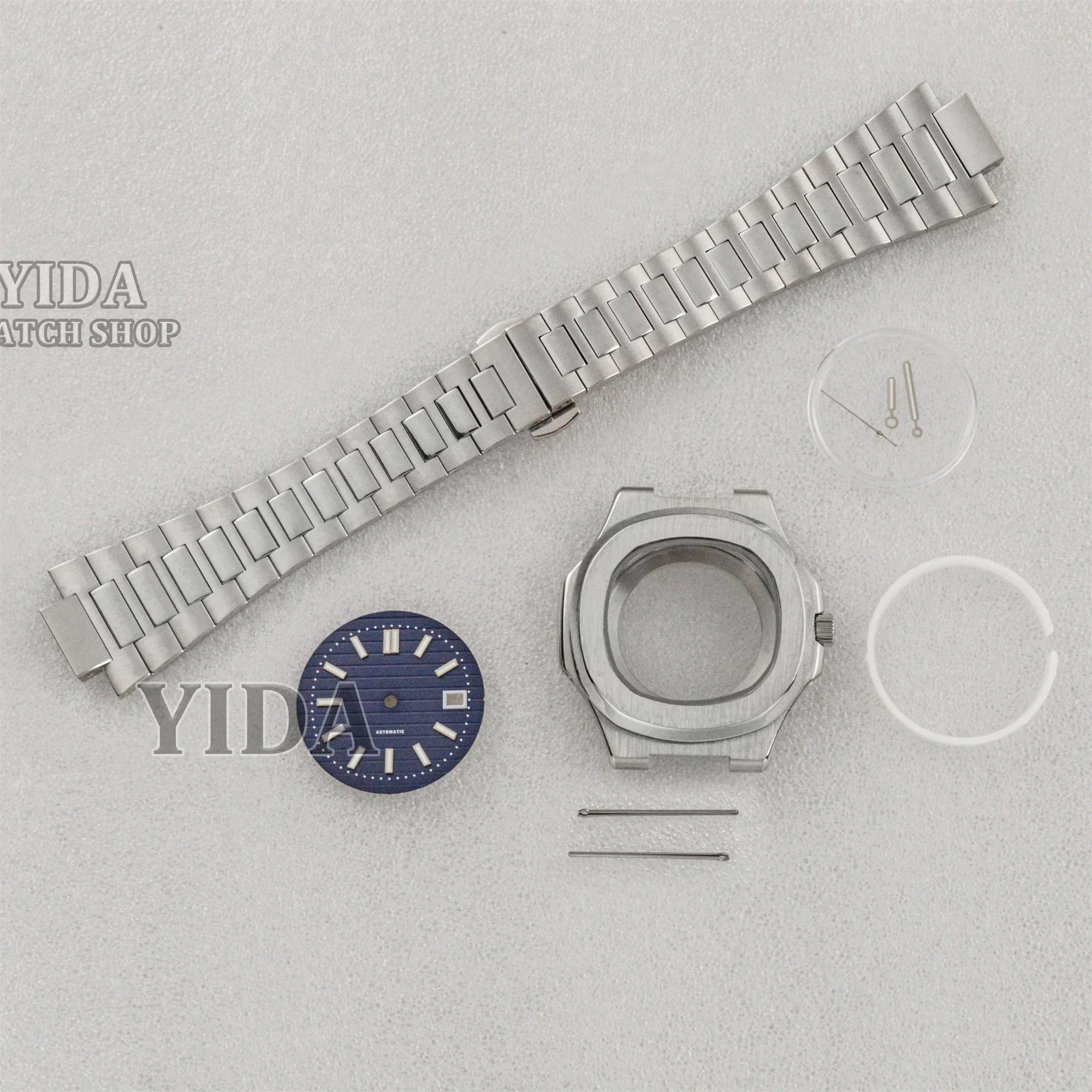 NH35 Cassa In Acciaio Inox 316L 41 millimetri Cassa Dell'orologio Quadrante Della Fascia Verde Lancette Luminose Per NH35 Movimento Automatico Nautilus Strumenti di Riparazione