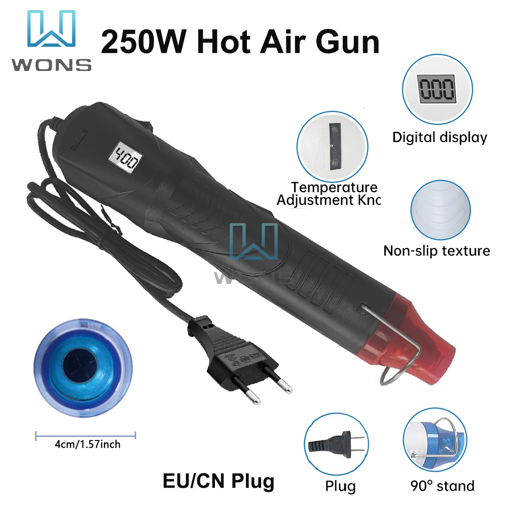 Hot Air Gun Adjustable Temperature 220V 250W EU Plug China Plug DIY Soldering Dryer Mini Blower For Crafts Shrink Tube Heat Tool