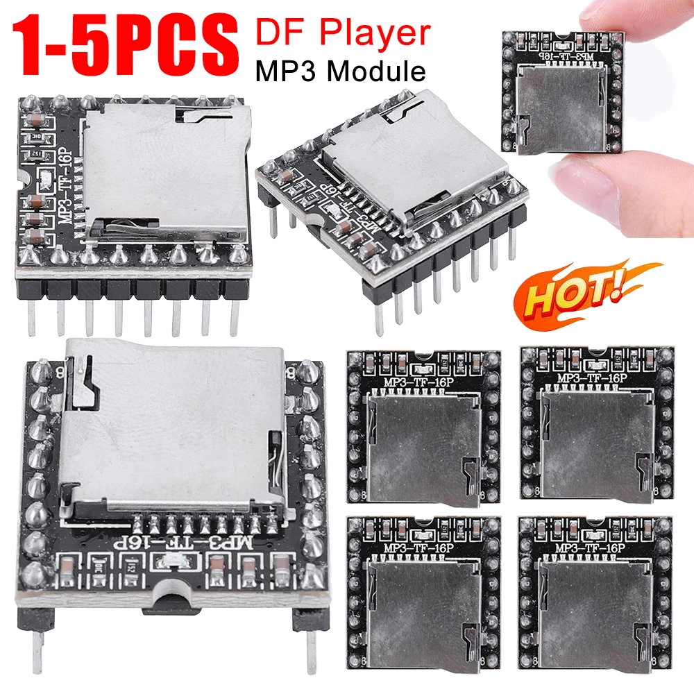 6/3/2/1PCS DFPlayer MP3 Player Module Board IO/Serial Port/AD Control Mode Audio Voice Modules Support TF Card UDisk For Arduino