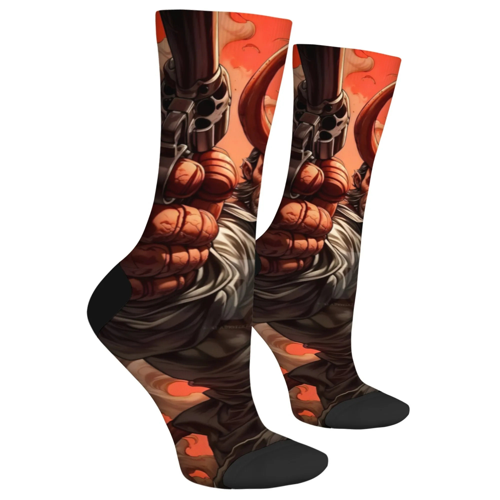 Novel Harajuku retro dark fantasy hero crew socks unique comic book style men's socks a unique gift for dark fashion enthusiasts