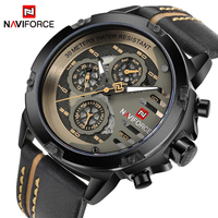 NAVIFORCE Top Brand Luxury Men Watch Waterproof 24 Hour Date Quartz Watch Male Leather Sport WristWatch Men Waterproof Clock