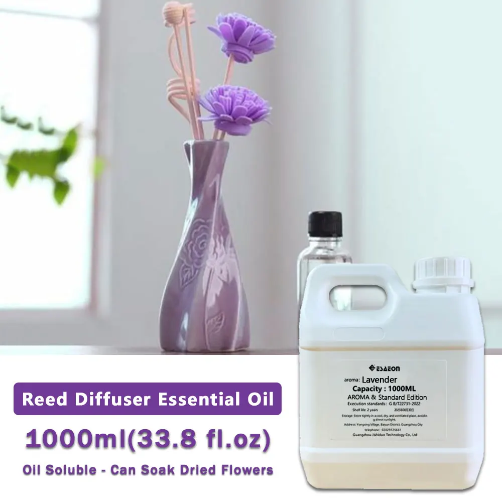ESAEON 1000ml (33.8 fl.oz) Lavender Essential Oils - For Hotel Reed Diffuser & Fireless Aromatherapy, Rattan Diffuser Essence