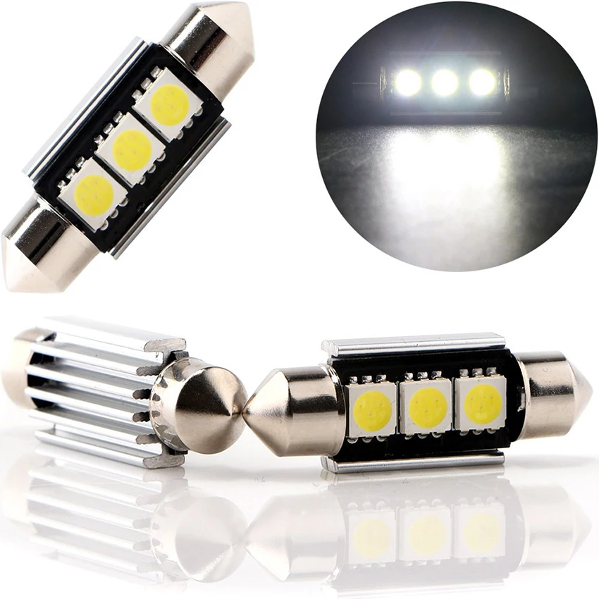 400pcs Hight quantity 36mm 39mm 41mm 3 SMD 5050 LED White Car Dome Bulbs Festoon CANBUS Error Free License Plate Lights DC 12V