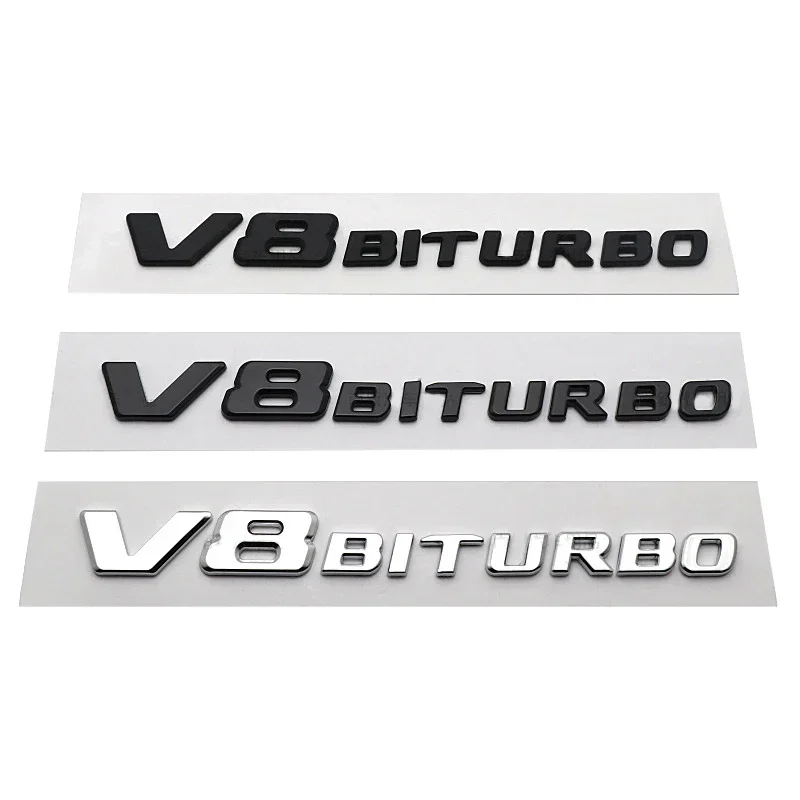ABS Car Body Sticker Rear Tail Bumper Badge for Mercedes Benz V8 BITURBO Emblem W164 W176 W204 W203 W213 CLS GLA SLK G500 view 2