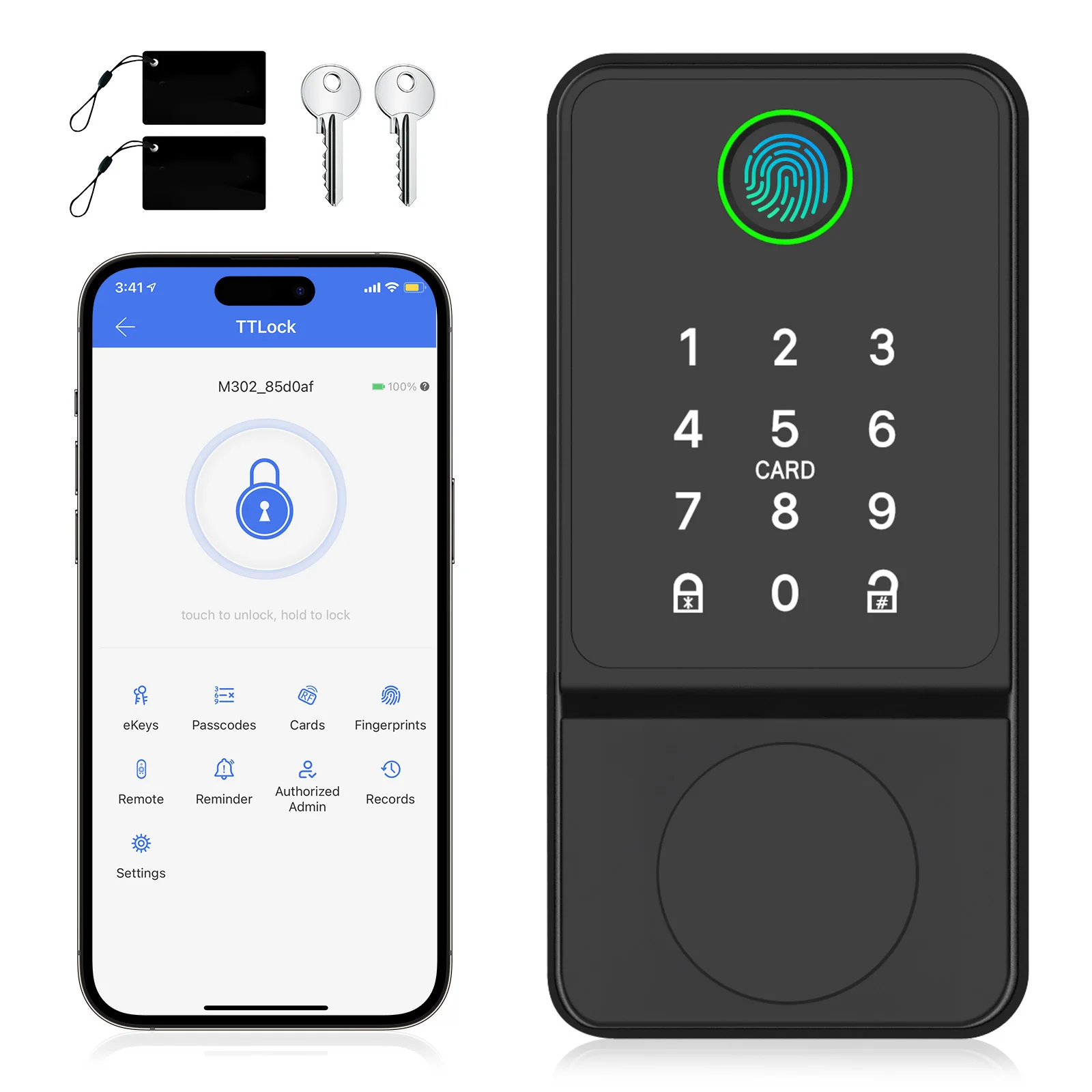 Keyless Entry Deadbolt Door Lock Smart Locks for Front Door,Auto Lock w/ APP Control & Fingerprint & Keypad Code & Card & Keys
