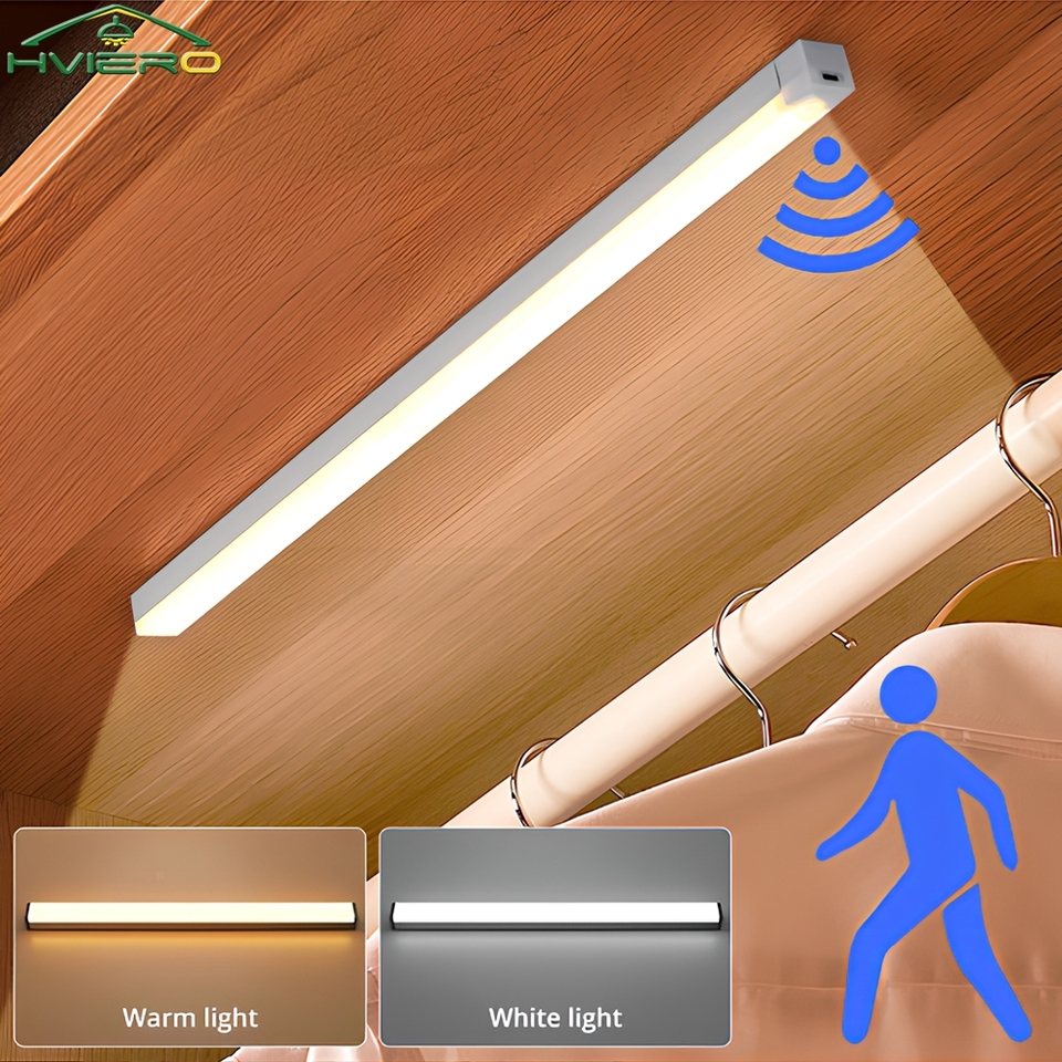  Motion Sensor Night Lights Wireless LED Lamp USB Rechargeable Magnetic For Wardrobe Room Closet Kitchen Aisle Tube Detector Bulb 