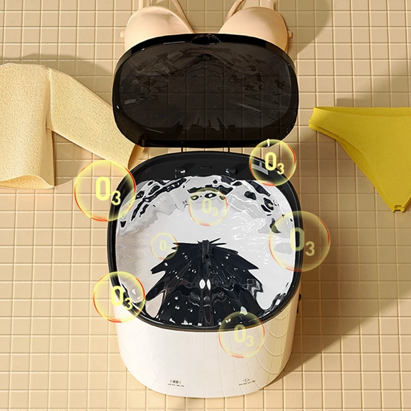 غسالة صغيرة محمولة غسالة الضوء الأزرق بالموجات فوق الصوتية توربو حوض غسيل الطرد المركزي تدفق المياه الجفاف-[A37I]