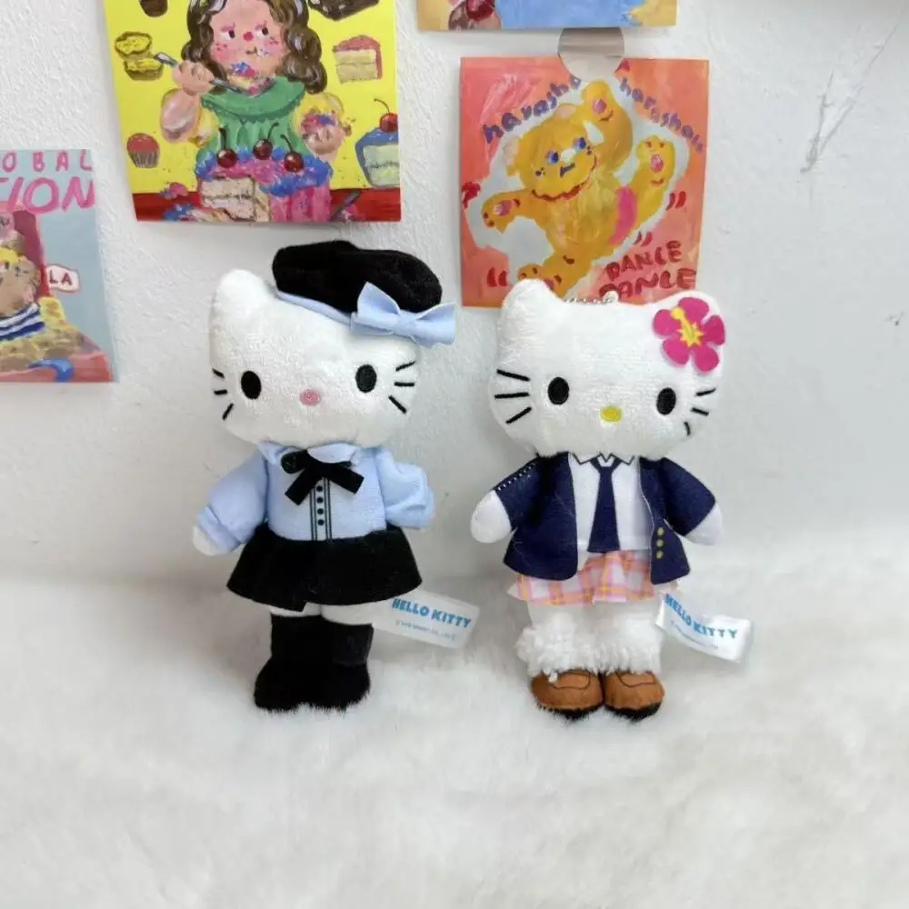 

15Cm Sanrio Black White Hello Kitty Plush Fill Backpack In-Vehicle Hang Ornament Keychain Desktop Decoration Girl Holiday Gift