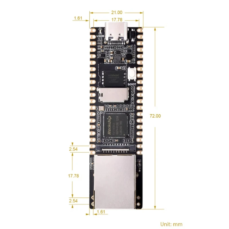 Luckfox Pico Plus,RV1103 Linux Micro Development Board,Integrates ARM Cortex-A7/RISC-V MCU/NPU/ISP Processors,With Ethernet Port