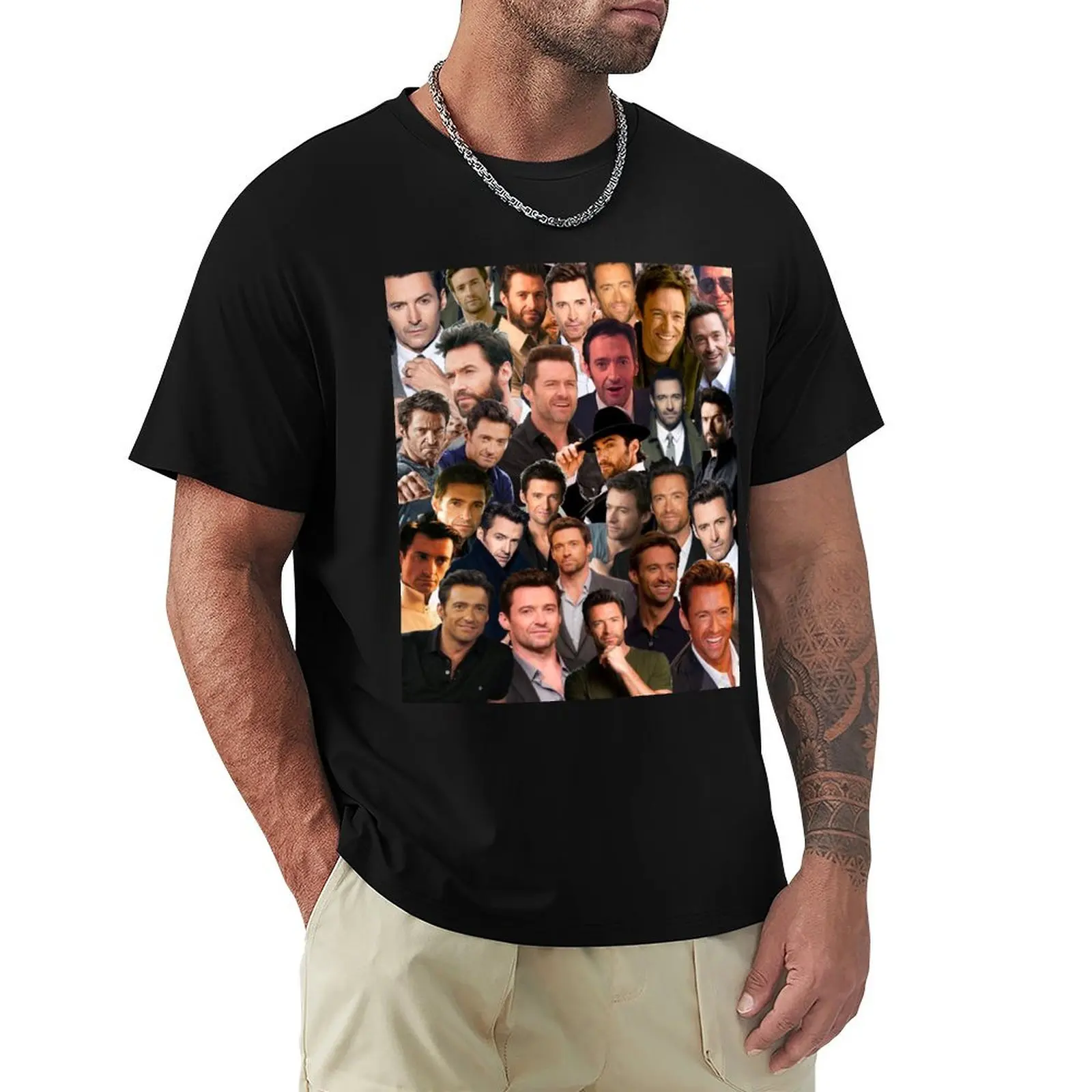 Hugh Jackman Photo Collage T-Shirt Street Art Print Tee Shirt