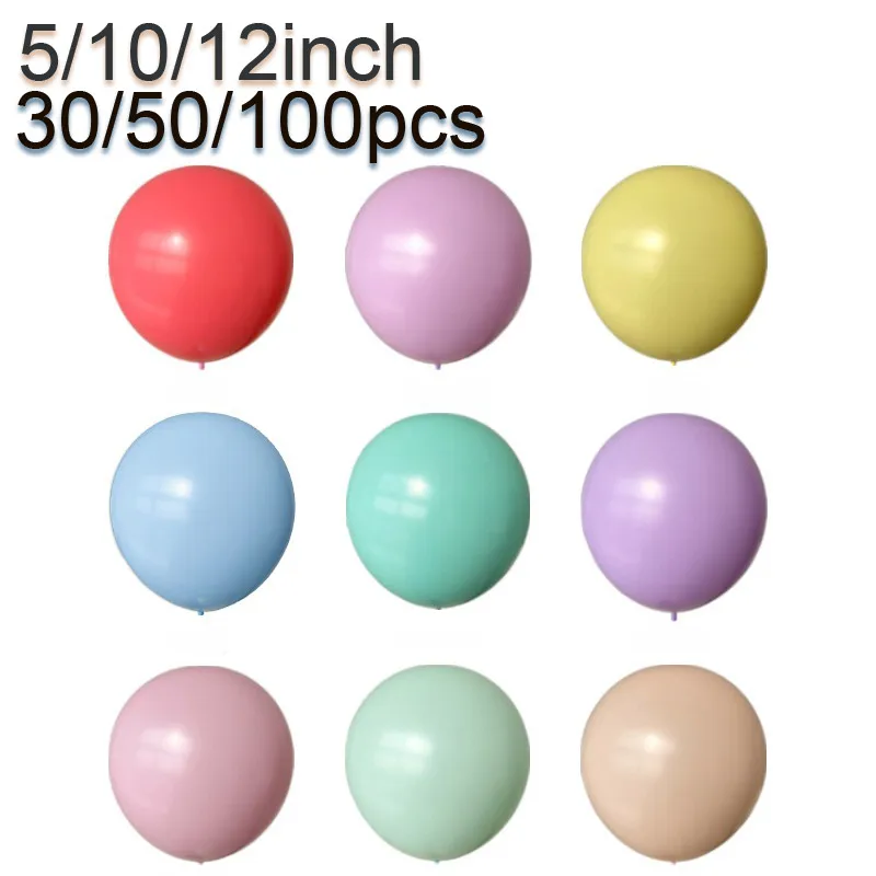 5/10/12 inch 30/50/100PCS Macaron Colored Latex Balloons Children's Toys Wedding Birthday Store Celebration DIY Shape Decoration