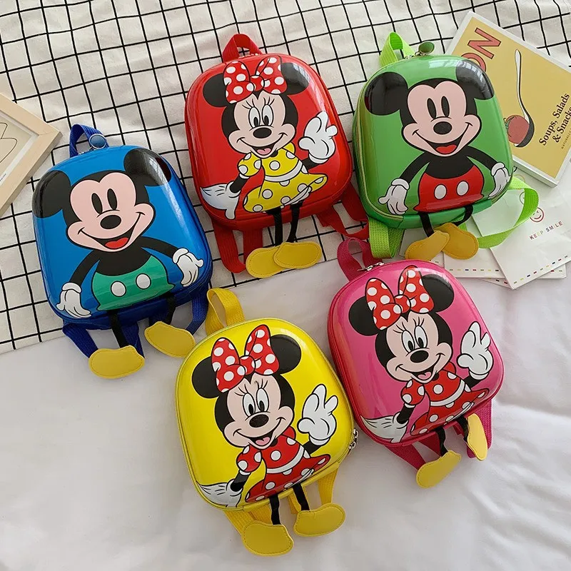 

Disney Mickey Minnie Mouse Backpack School Bag Boys Girls Kindergarten Backpack Cartoon Hard Shell Waterproof Backpack for Kids