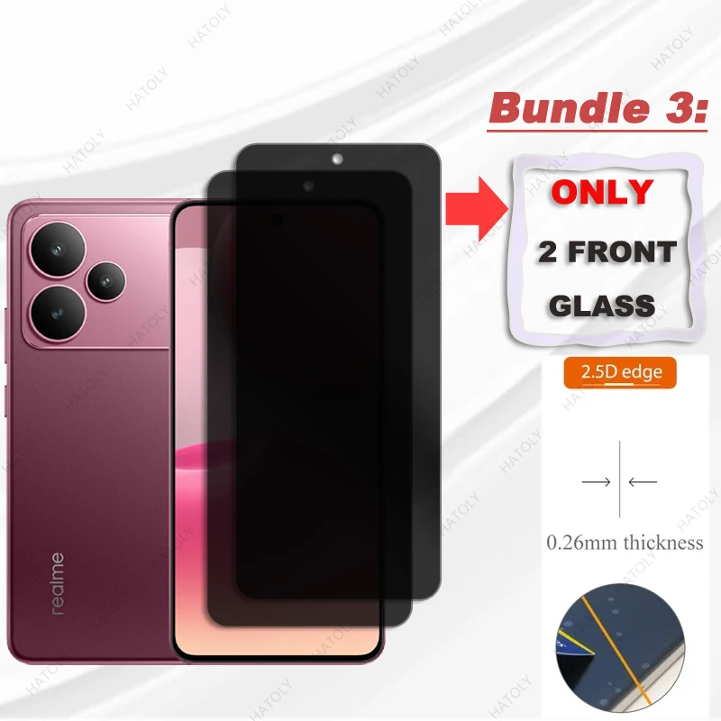 Privacy Screen Protector For Realme P4 Glass For Realme P4 Anti Glare Glass Camera Len Protector Anti-spy Glass For Realme P4 5G