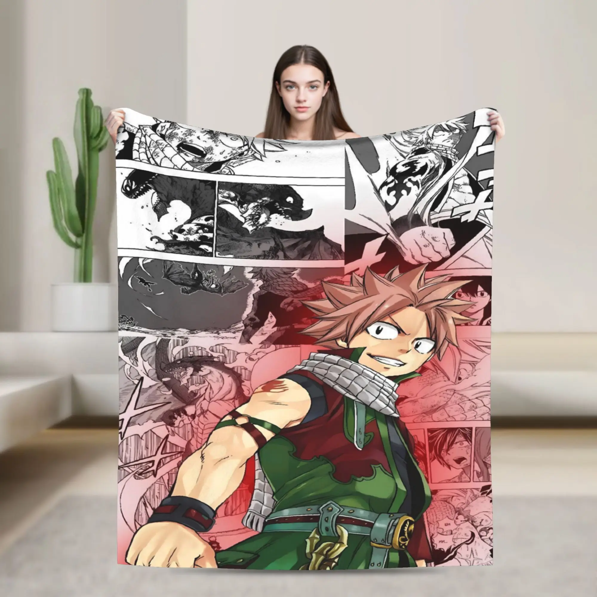 Soft Warm Blanket Travel Office Vibrant Fairy Tail Fire Dragon Burst Throw Blanket  Flannel Bedspread For Couch Bed Fuy Sofa Bed