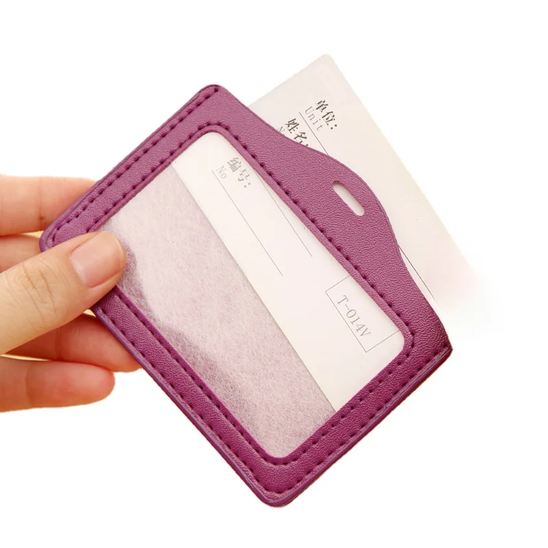 PU Leather Working Permit Case Employee's Work Pass Card Cover Sleeve Badge Holder ID Tag Protector Office Supplies