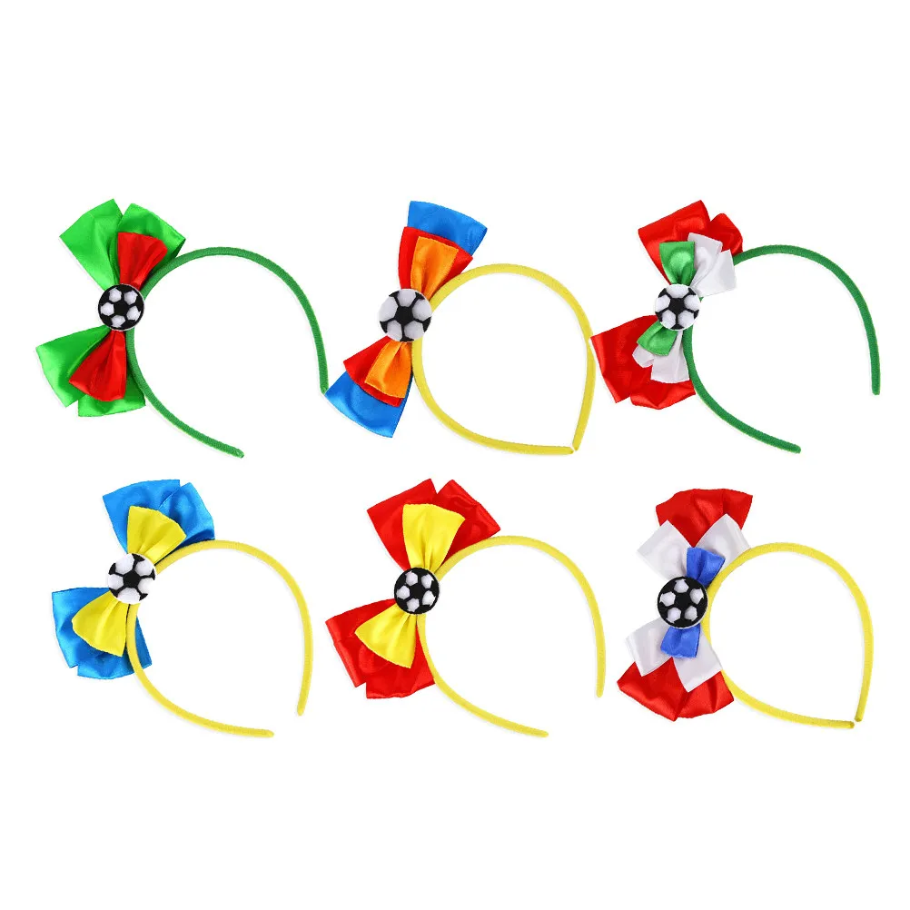 6Pcs Soccer Fan Headband Set National Flag Colors Comfortable Stretchy Hair Hoop for Match Celebration Party