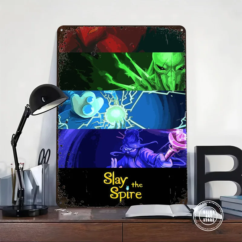 Slay the Spire Game Art Poster Customized Wall Art Vintage Metal Signs Retro Tin Plaque for Man Cave Modern Home Decoration Room