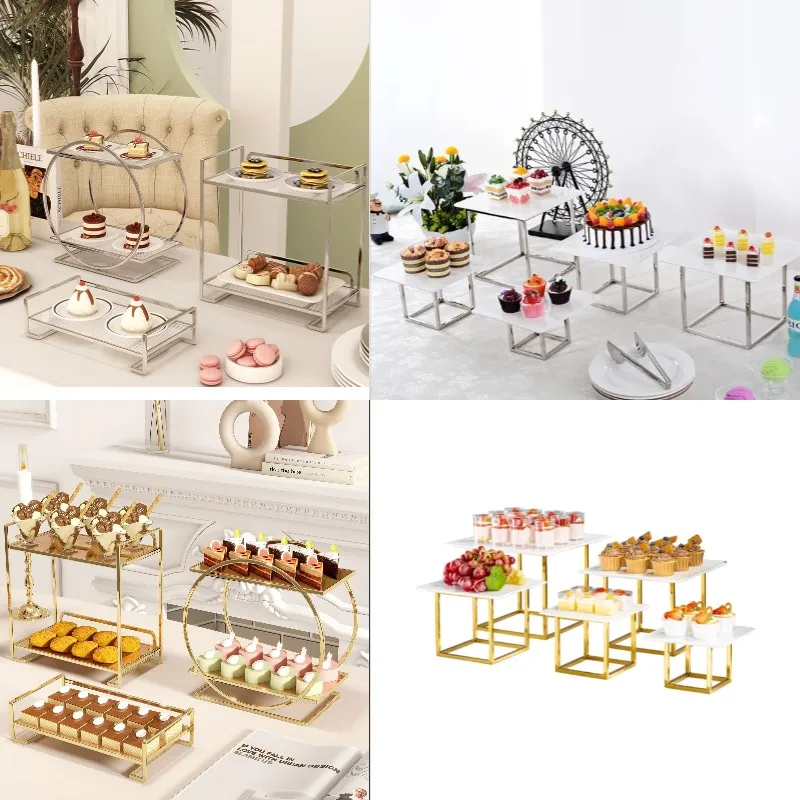 

Wedding Dessert Table Cake Stand Candy Plates Buffet Shelf Hotel Party Multi-layer Biscuit Fruit Bread Foods Gifts Display Trays