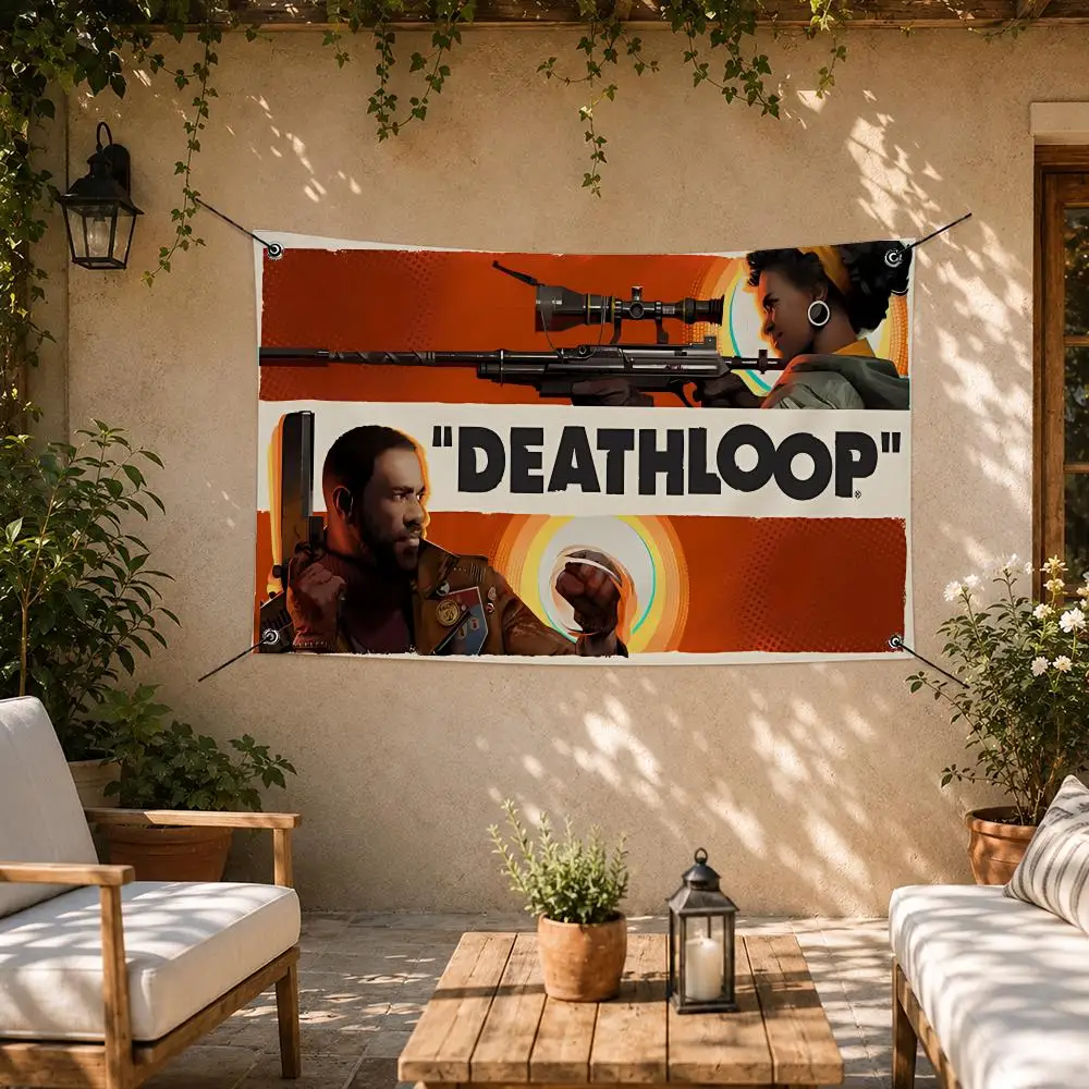 Sharp Game Deathloop Flags Room Bedroom Home Outdoor Wall Hanging Concert Printed Background Decoration Art Banne