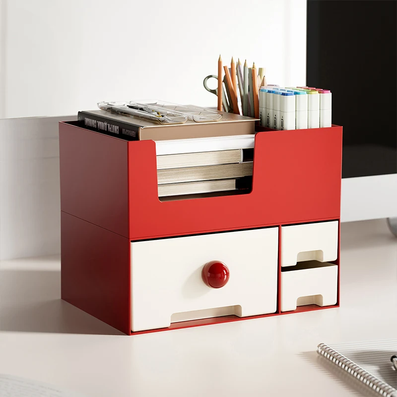 

Настольный органайзер-коробка пластиковый для офиса, косметики, канцелярских принадлежностей, для общежития, простой квадратный дизайн