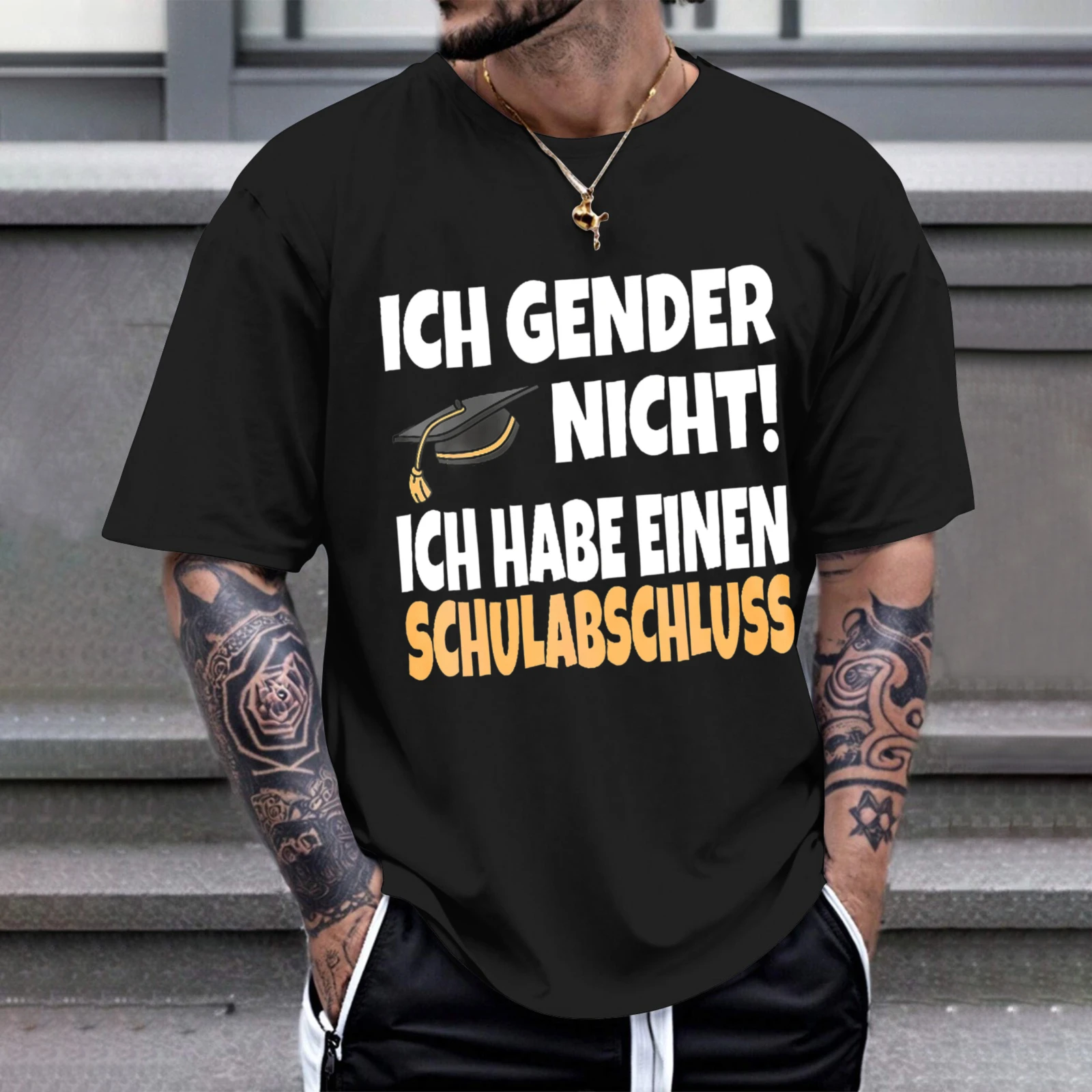 Herren-T-Shirt „I Gender Not I Have A School Leaving Certificate“, perfekt für Freizeitkleidung, Partys und Karneval-Outfits