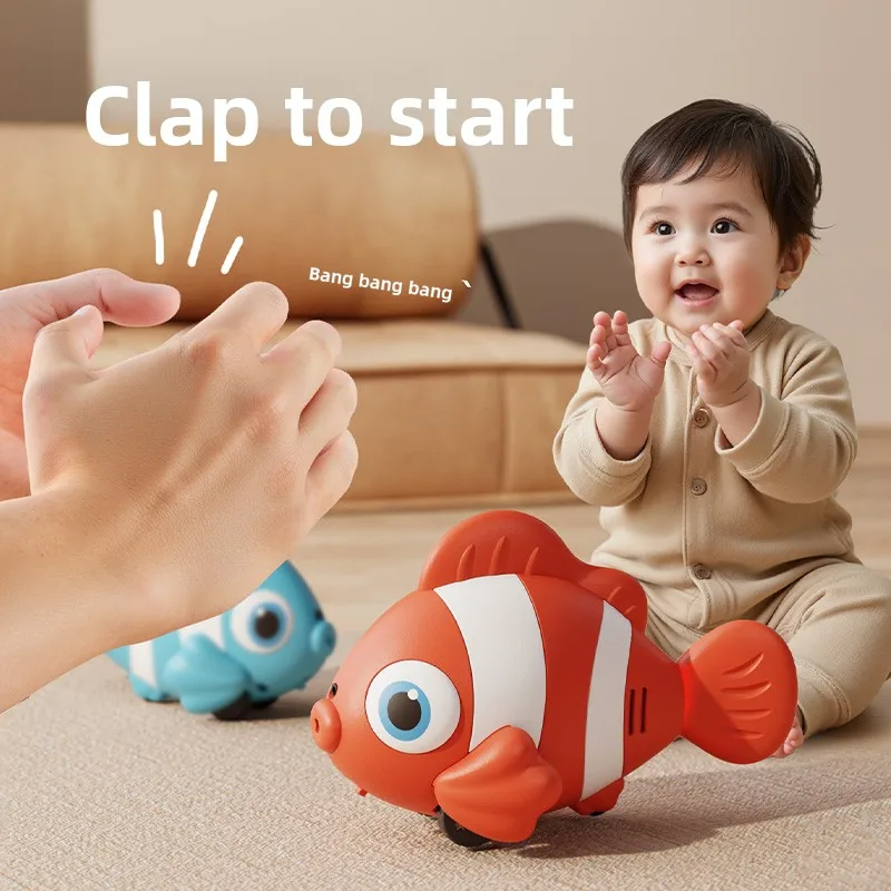 Automatic Obstacle Avoidance Crawling Toy with Music Lights Electric Fish for Babies Sensory Learning Toys To Encourage Crawling view 2