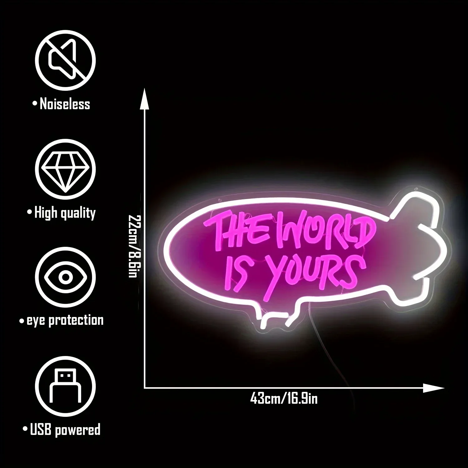 The World is Yours Neon Sign LED Neon Light Sign USB Night Light Home Decor For Living Room Decor Birthday Gift