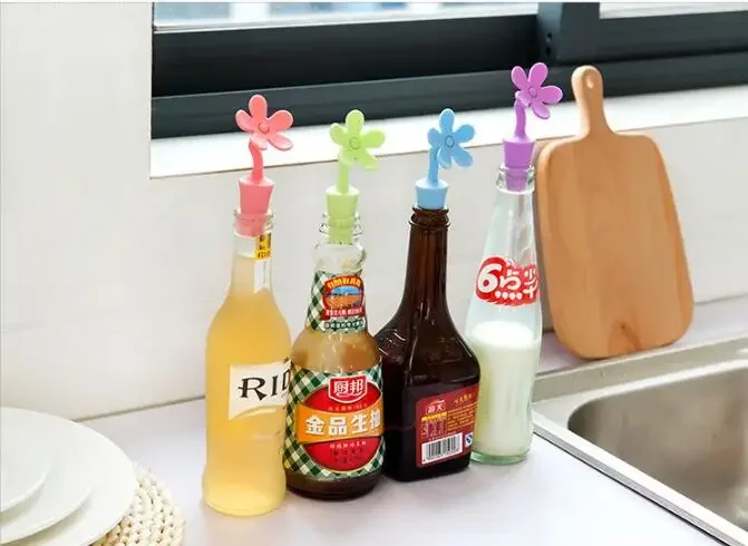 

Preservation Beer Lid Beverage Closures seasoning Bottle Stoppers Flowers Shape Wine Silicone Stoppers NX 035