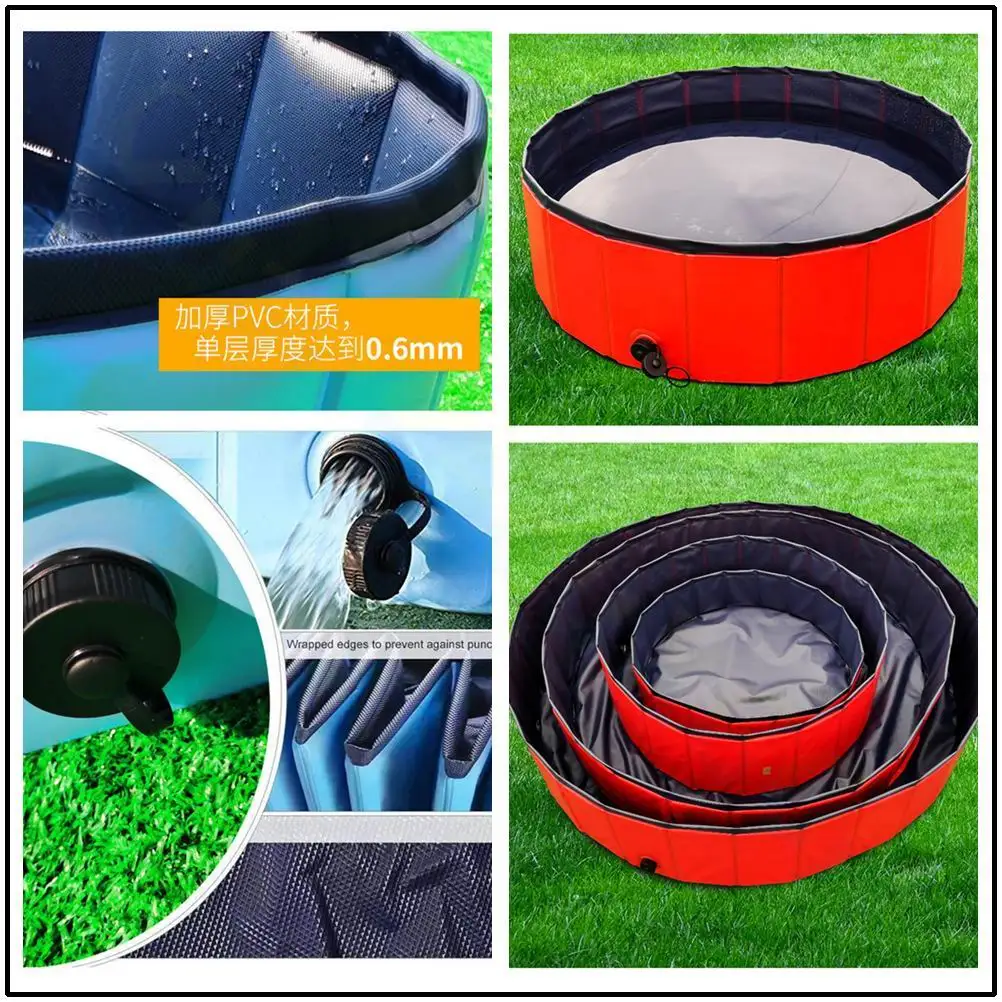 طوي الكلب القط بركة البلاستيك الكلب حمام سباحة في الهواء الطلق للطي الحيوانات الأليفة الاستحمام حوض الحيوانات الأليفة الكلاب القطط الاطفال المحمولة للطي القدم B #6