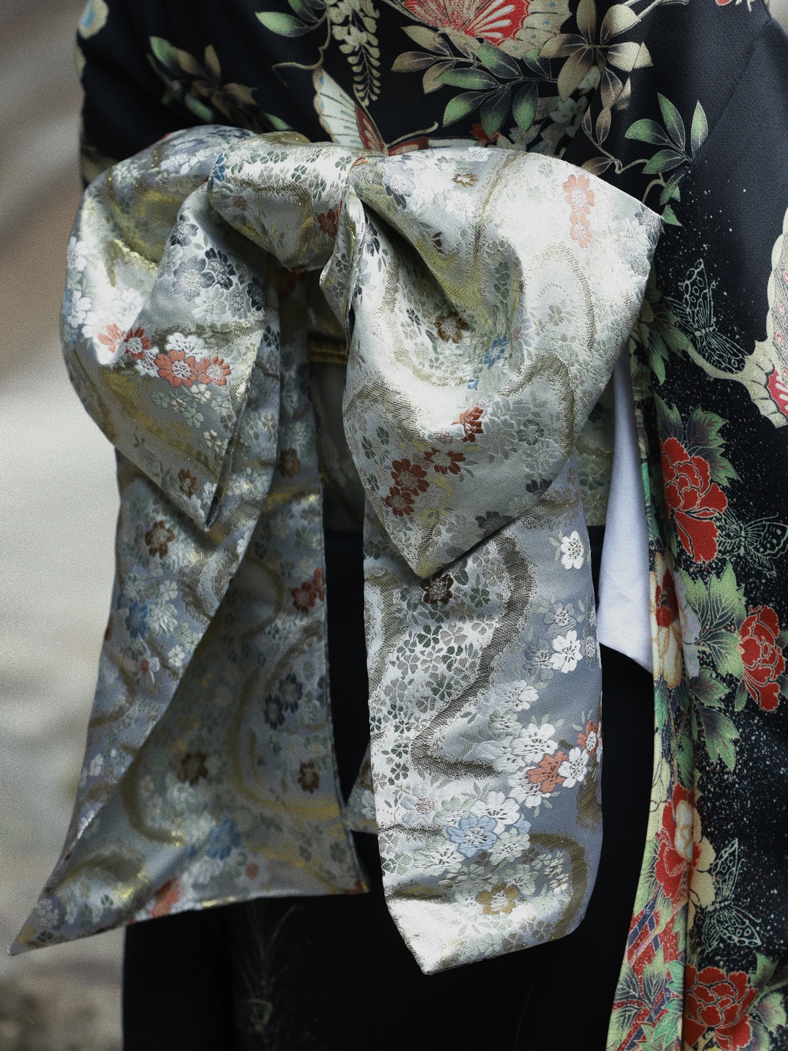 

Women's Japanese Traditional Yukata Accessories Premium Shaped Half-Width Bow Tie Belt Floral Prints Kimono Obi Waistband