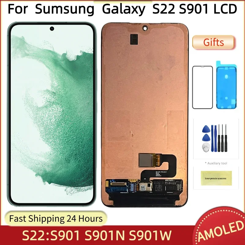 100% AMOLED Galaxy S22 Display for Samsung Galaxy S22 5G S901 S901B/U Oute LCD Display Touch Screen Assembly with Defect